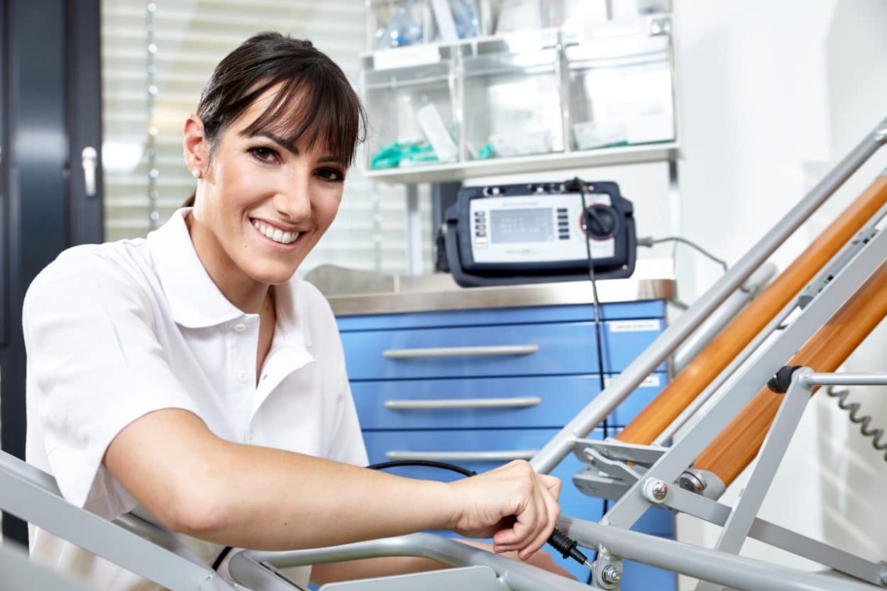 Testing the electrical safety of patient beds. (Credit: Gossen Metrawatt)