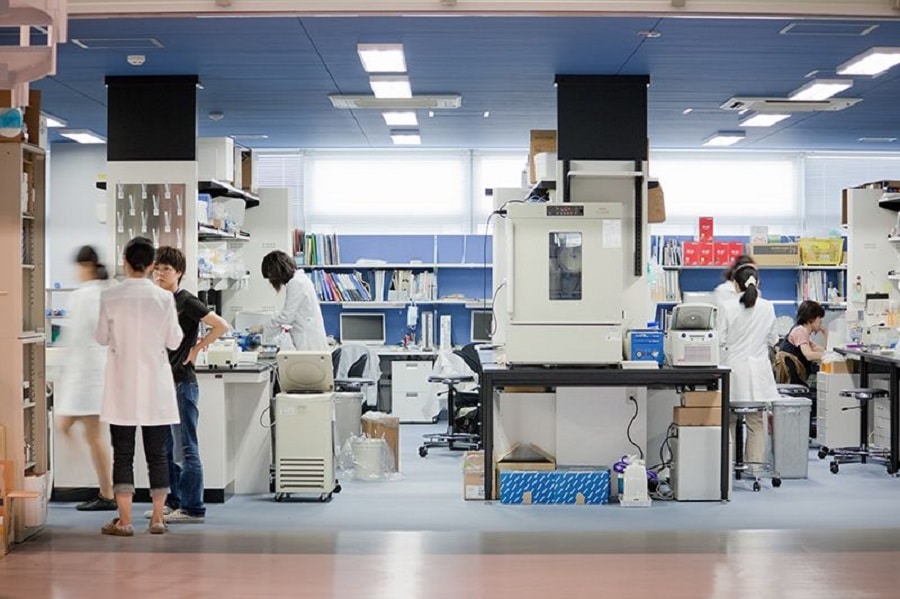 An open lab on the fourth floor of the CiRA building. (Credit: CiRA, Kyoto University).