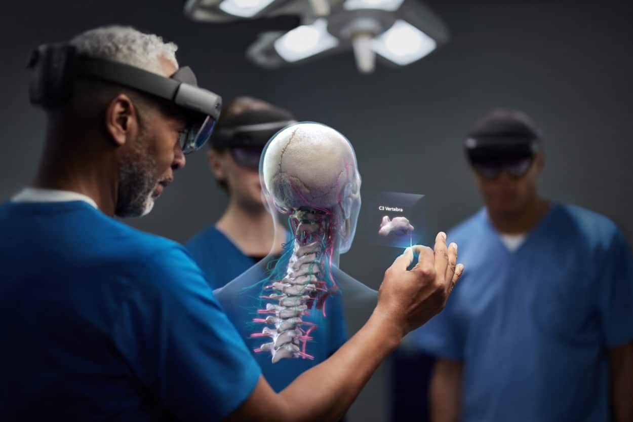 The HoloLens mixed reality headset uses sensors, advanced optics and holographic processing. (Credit: Microsoft)