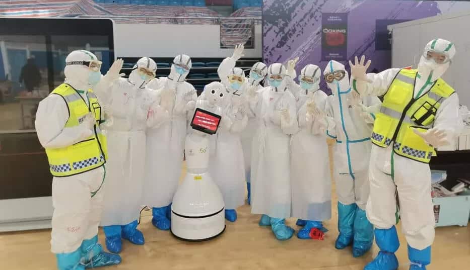 For a few days in 2020, robots completely took over a smart field hospital in Wuhan, China, set up to offer exhausted human healthcare workers relief. (Credit Cloud Minds) 