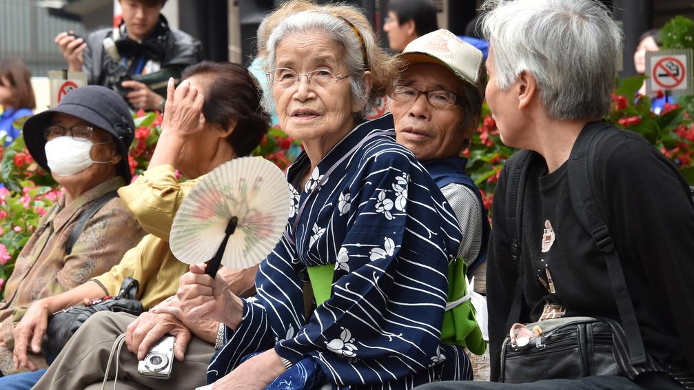 Elderly residents at a temple in Tokyo. Japan expects a shortage of labour, medical and nursing care services as its population ages. (Credit: Yoshikazu Tsuno/AFP)