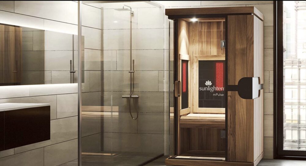 mPulse. Bathroom setting. Courtesy of Sunlighten.
